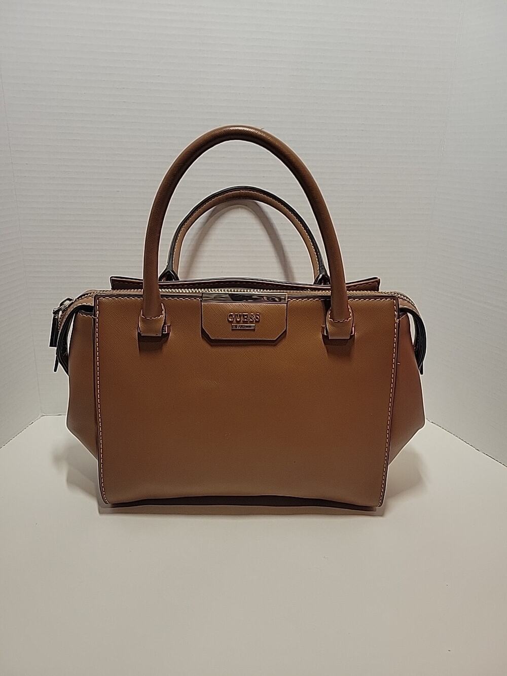 Guess Brown Faux Leather Double Handle Satchel
